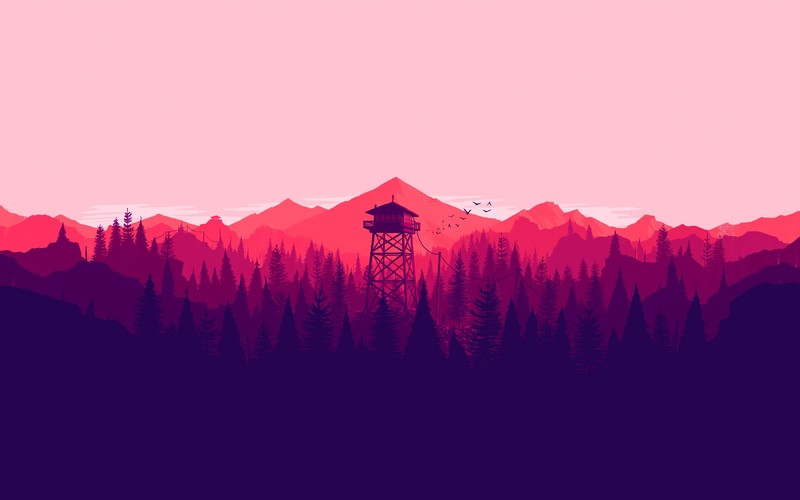 firewatch, games, hd, artist, artwork, digital art, minimalism, minimalist