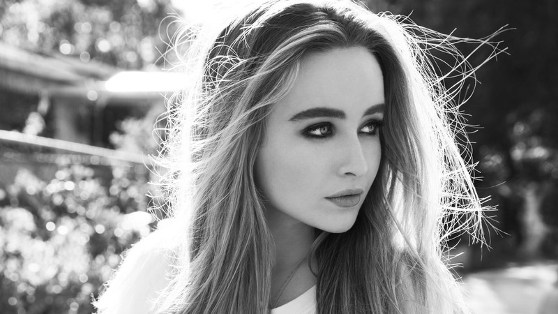 sabrina carpenter, celebrities, girls, music, singer, 4k, hd, monochrome, black and white