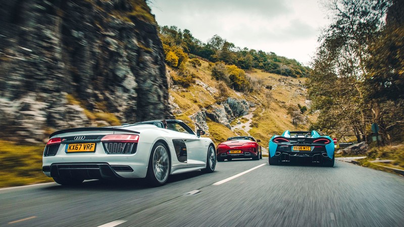 audi r8 spyder v10 plus, audi r8, audi, mclaren 570s spider, mclaren, mercedes amg, 2018 cars, cars, hd, 4k, 5k