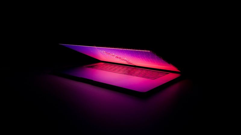 laptop, keyboard, glow, dark, 4k