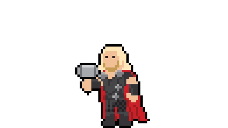 thor, pixel, art, artwork, artist, hd, 4k, digital art, superheroes, behance