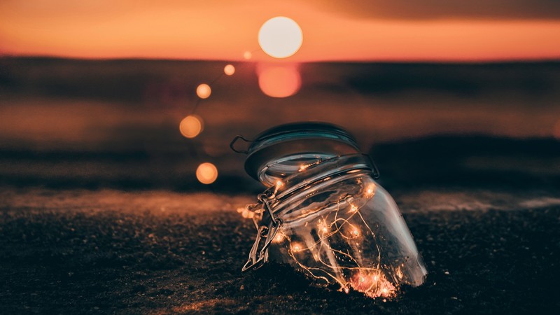 jar, bokeh effect, lights, hd, 4k, photography