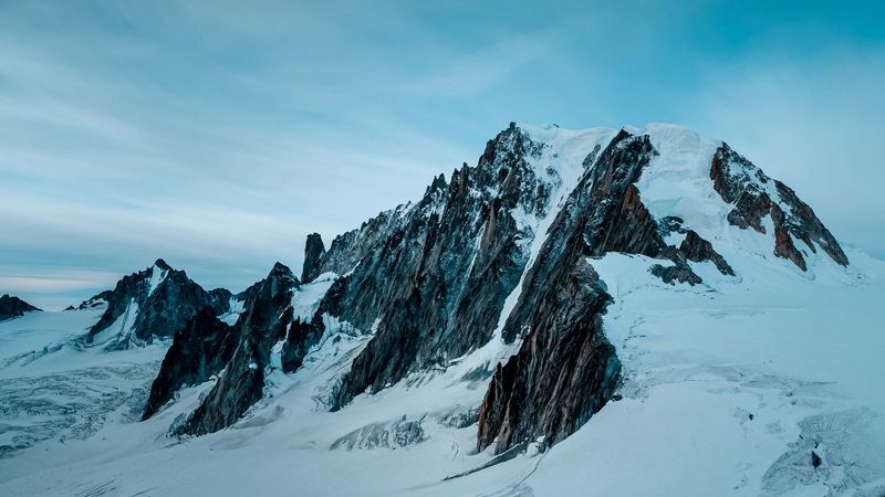 mountains, peaks, snowy, snow, landscape, 4k