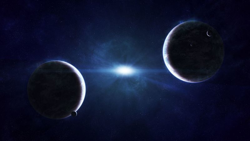 planets, light, shadow, stars, space, 4k