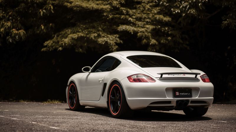 porsche cayman s, porsche, car, sportscar, white, side view, 4k