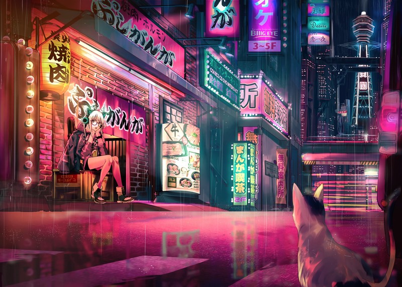 anime girl, anime, hd, digital art, artist, artwork, pink