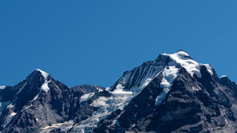 mountains, peaks, sky, cloudless, landscape, 4k