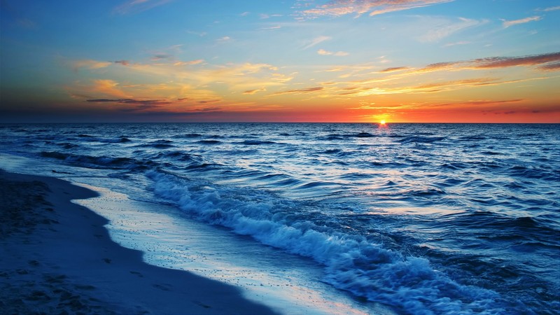 waves, sea, sunset, nature, hd, 4k