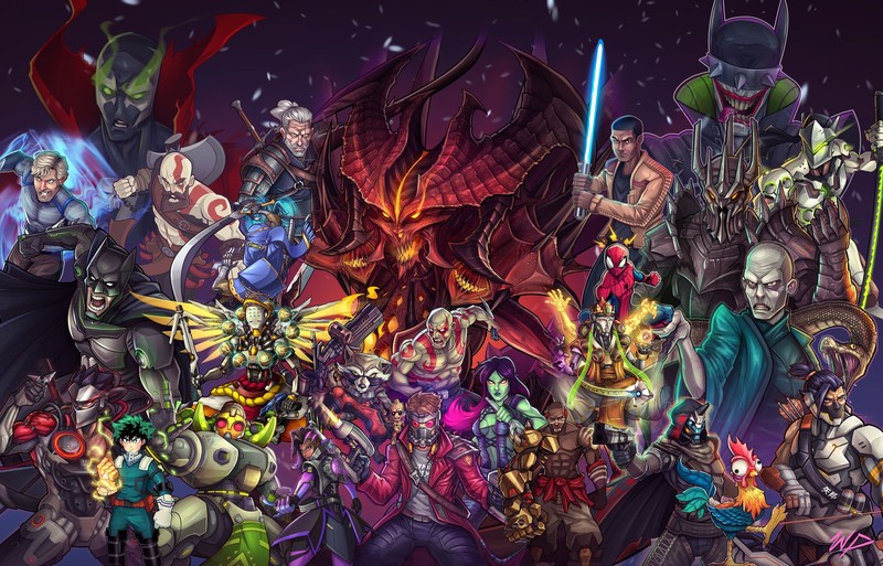 artist, hd, superheroes, artstation, digital art, batman, finn, star lord, gamora, drax the destroyer, groot, rocket raccoon