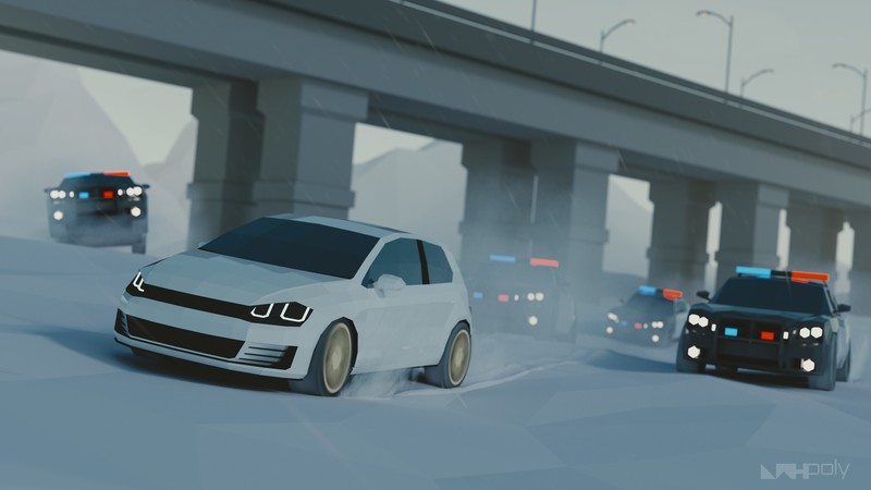 low poly, volkswagen, police, artist, artwork, digital art, hd, artstation