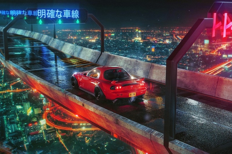 cyberpunk, mazda, cars, hd, artist, artwork, digital art