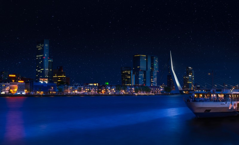 skyline, city, lights, sunset, nature, hd, 4k