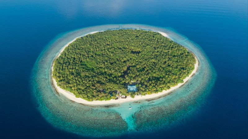 islands, ocean, aerial view, tropics, maldives, 4k