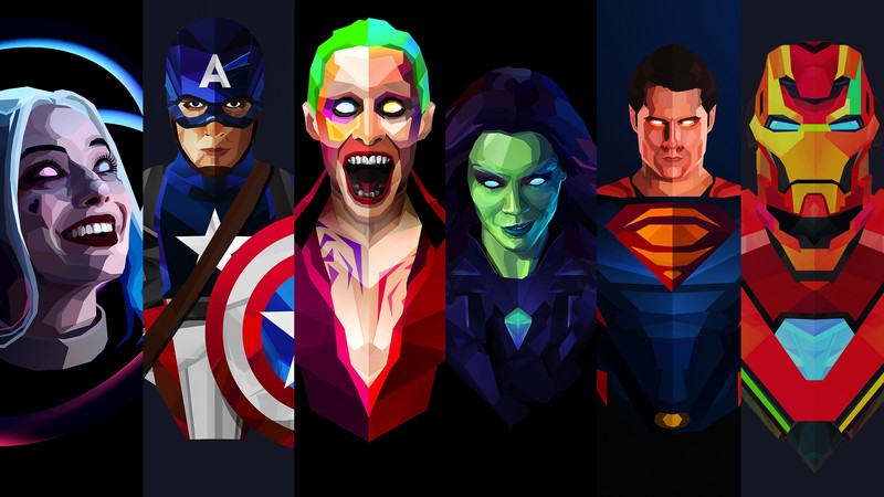 marvel, artwork, hd, joker, captain america, iron man, gamora, captain america, harley quinn, superman