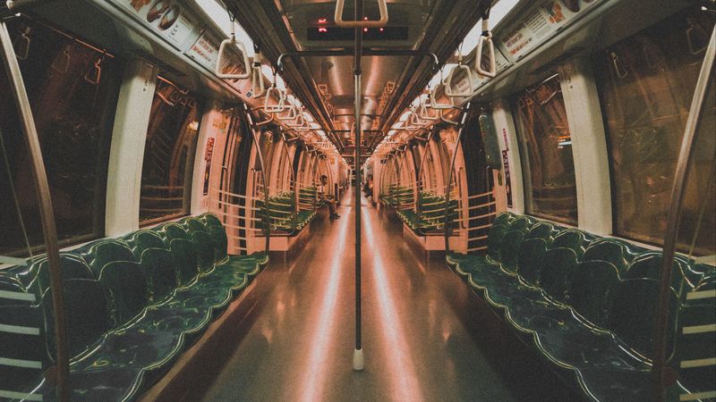wagon, metro, interior, passage, seats, 4k