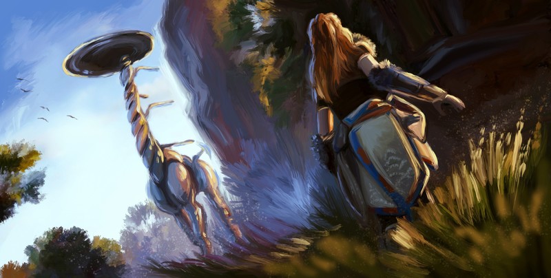 horizon zero dawn, games, pc games, xbox games, ps games, hd, artwork, 4k, 5k, deviantart, painting, digital art