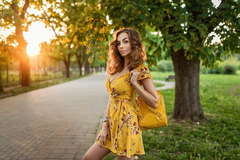 girls, model, hd, yellow dress