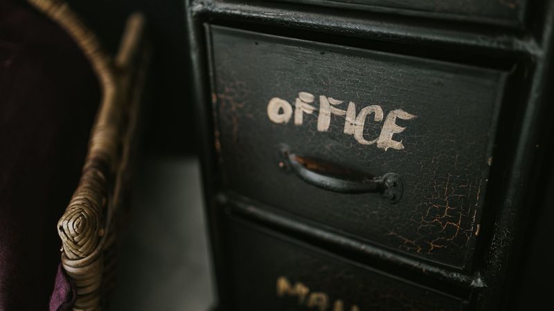 cupboard, wooden, black, handle, inscription, 4k