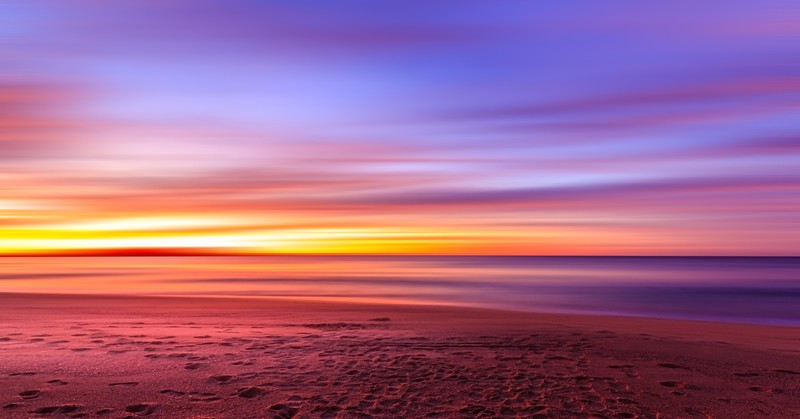 beach, evening, sunset, nature, hd