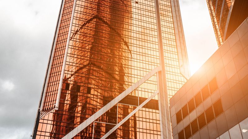 skyscrapers, buildings, architecture, facade, sun, sunlight, 4k