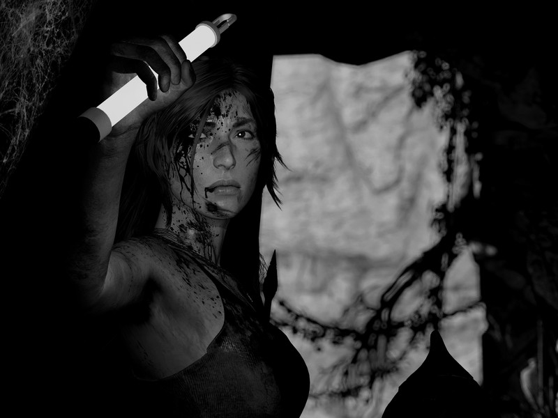 tomb raider, games, hd, monochrome, black and white, 4k
