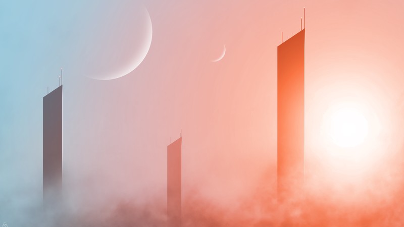 skycrapper, building, minimalism, artist, artwork, digital art, hd, 4k