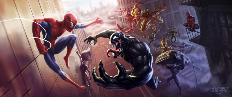 spiderman, venom, hd, artist, artwork, artstation
