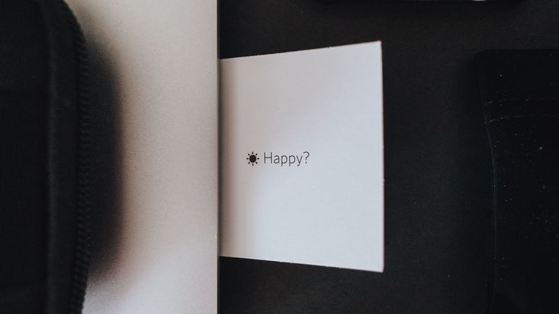 happy, words, inscription, glasses, laptop, 4k