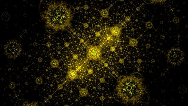 fractal, pattern, tangled, yellow, abstraction, 4k