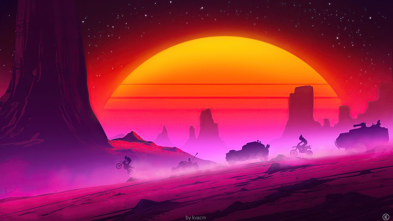 synthwave, retrowave, artist, artwork, digital art, hd, 4k, artstation