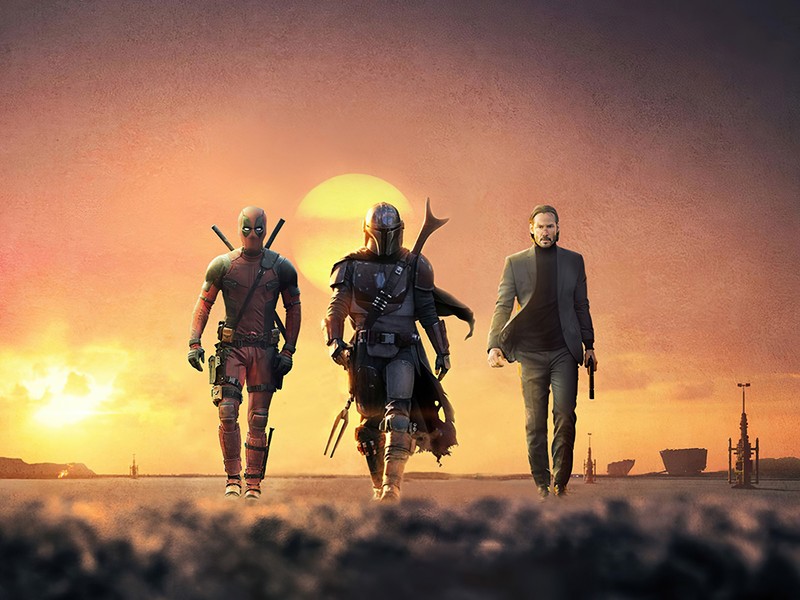deadpool, john wick, the mandalorian, superheroes, artwork, artist, hd
