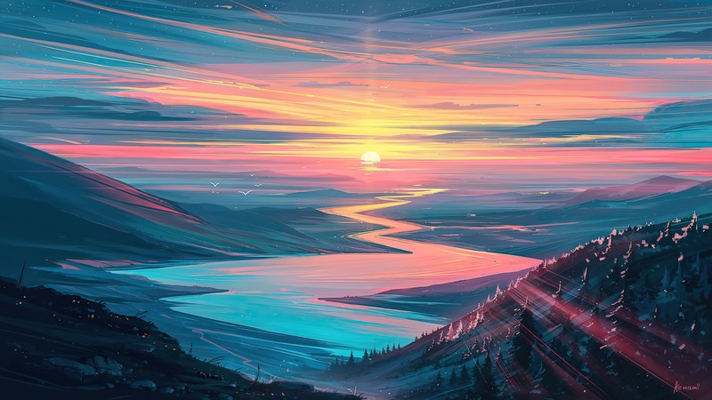 artist, artwork, digital art, hd, 4k, sunset, sky, artstation