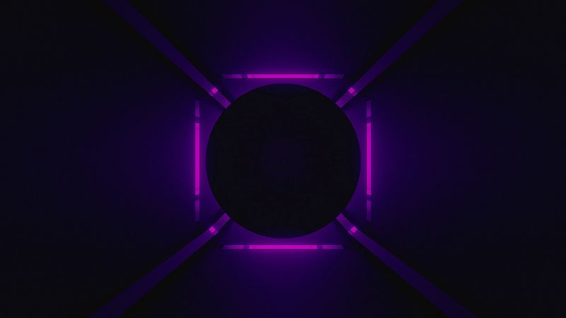ball, neon, backlight, purple, dark, 4k