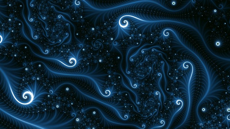 fractal, tangled, swirling, winding, glow, abstraction, 4k
