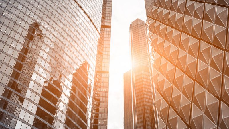 buildings, skyscrapers, facades, architecture, sun, sunlight, 4k