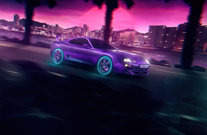 toyota supra, toyota, cars, hd, 4k, 5k, artist, artwork, digital art, synthwave, artstation, neon