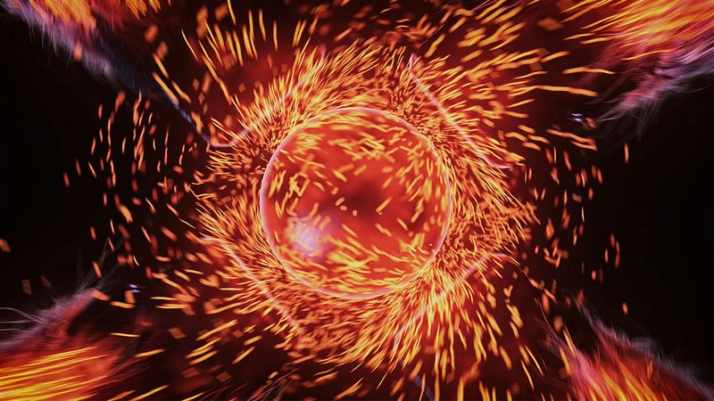 ball, sparks, bright, fiery, abstraction, 4k