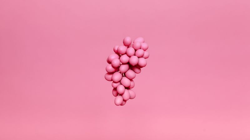 grapes, bunch, pink, paint, minimalism, 4k