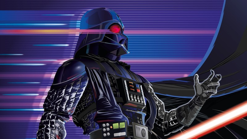 synthwave, artist, artwork, digital art, darth vader, artwork, hd