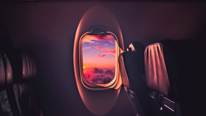 plane, sunset, hd, photography, 4k, window