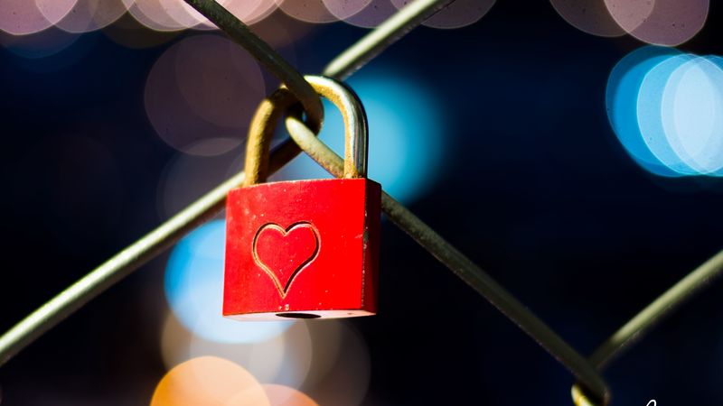 lock, heart, red, love, 4k