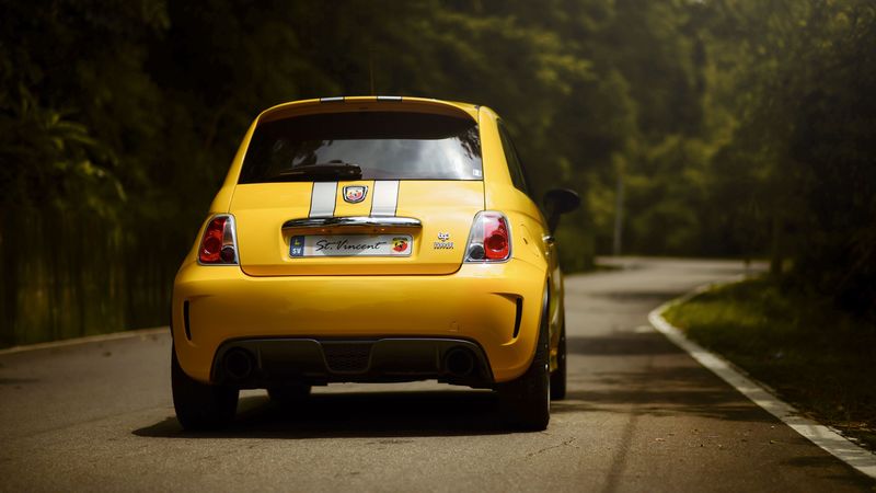 ferrari 695, ferrari, car, yellow, rear view, road, 4k