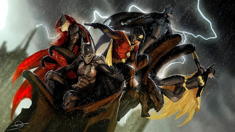 batman, batwoman, robin, superheroes, artwork, artist, hd, 4k, deviantart