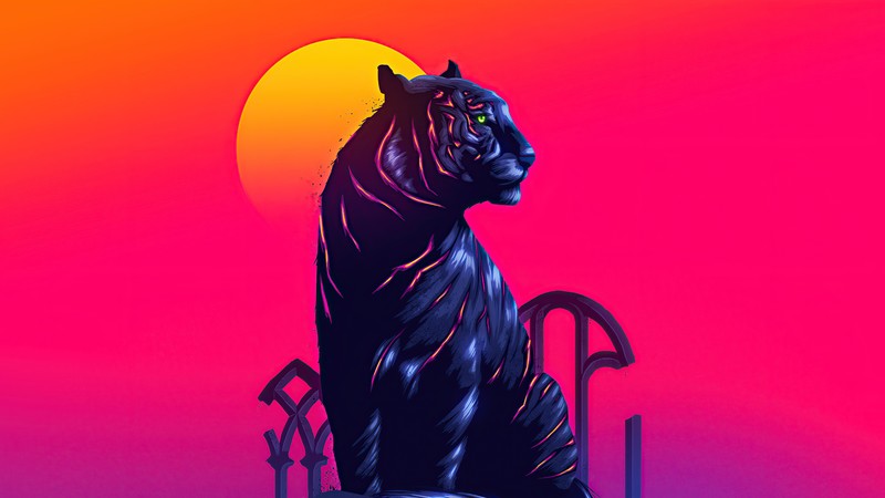 tiger, neon, artist, artwork, digital art, hd, 4k