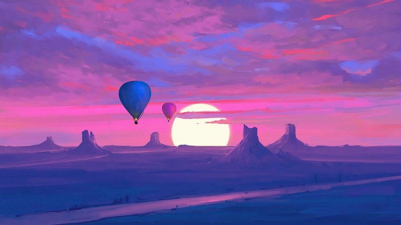 air balloon, artist, artwork, digital art, hd, 4k, deviantart