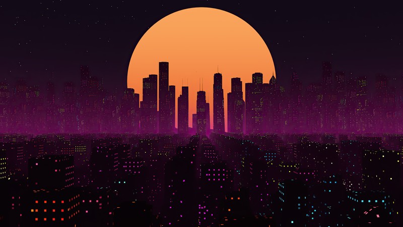 retrowave, artist, artwork, digital art, hd, 4k, city