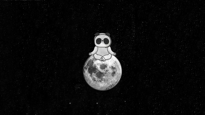 panda, moon, artist, artwork, digital art, hd, 4k