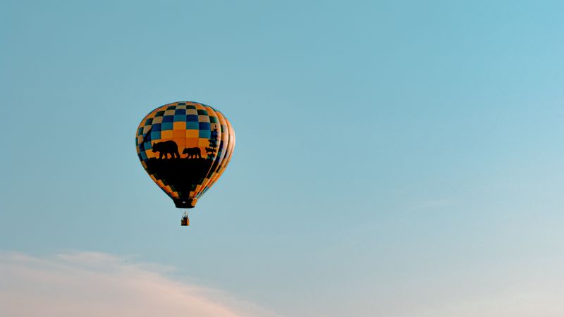 air balloon, sky, clouds, fly, height, 4k