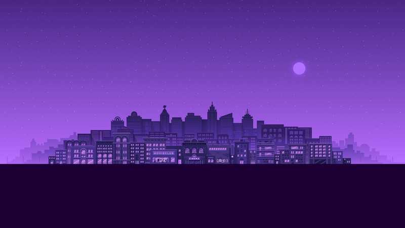 minimalism, minimalist, city, artist, artwork, digital art, hd, purple, 4k