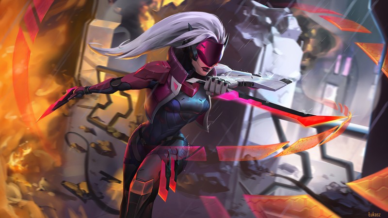 katarina league of legends, league of legends, games, artwork, artist, digital art, hd, artstation